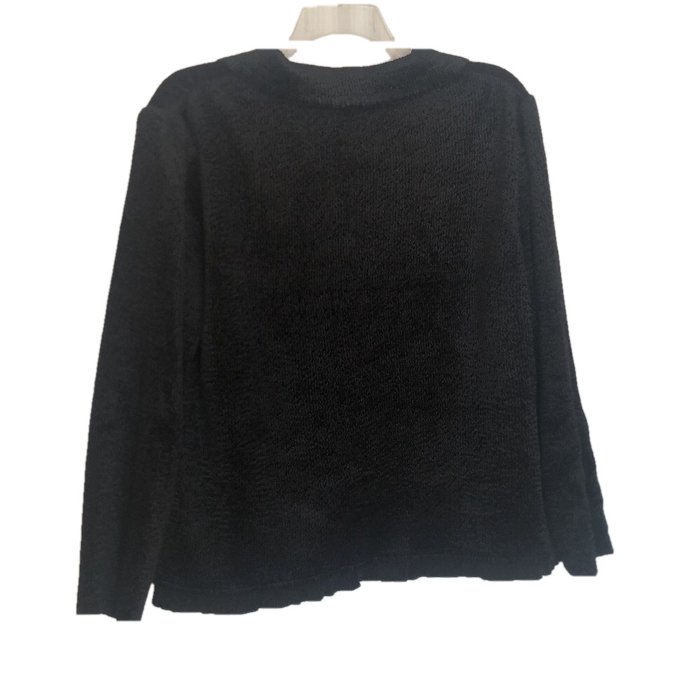 CHICOS Sz 3 Elegant Black Women's Cardigan Jacket PREWORN Pit to Pit 23 1/2" - Picture 11 of 15